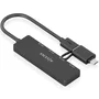 Aisens Hub USB 3.1 con Conexión Dual USB-C y USB-A, 4 Puertos USB 3.0, Negro